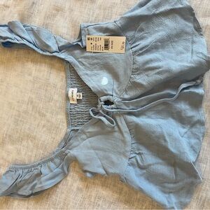 Chic Blue Tie-Front Crop Top